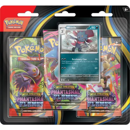 Pokemon TCG: Mega Evolution - Phantasmal Flames - 3-Pack Blister - Weavile